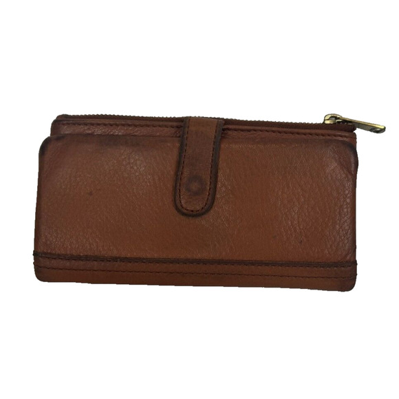 Fossil Derrick Executive Wallet Brown Cow Hide Leather Bifold - Picture 1 of 12